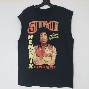 Autentic Hendrix Size L Black Graphic Sleeveless Shirt